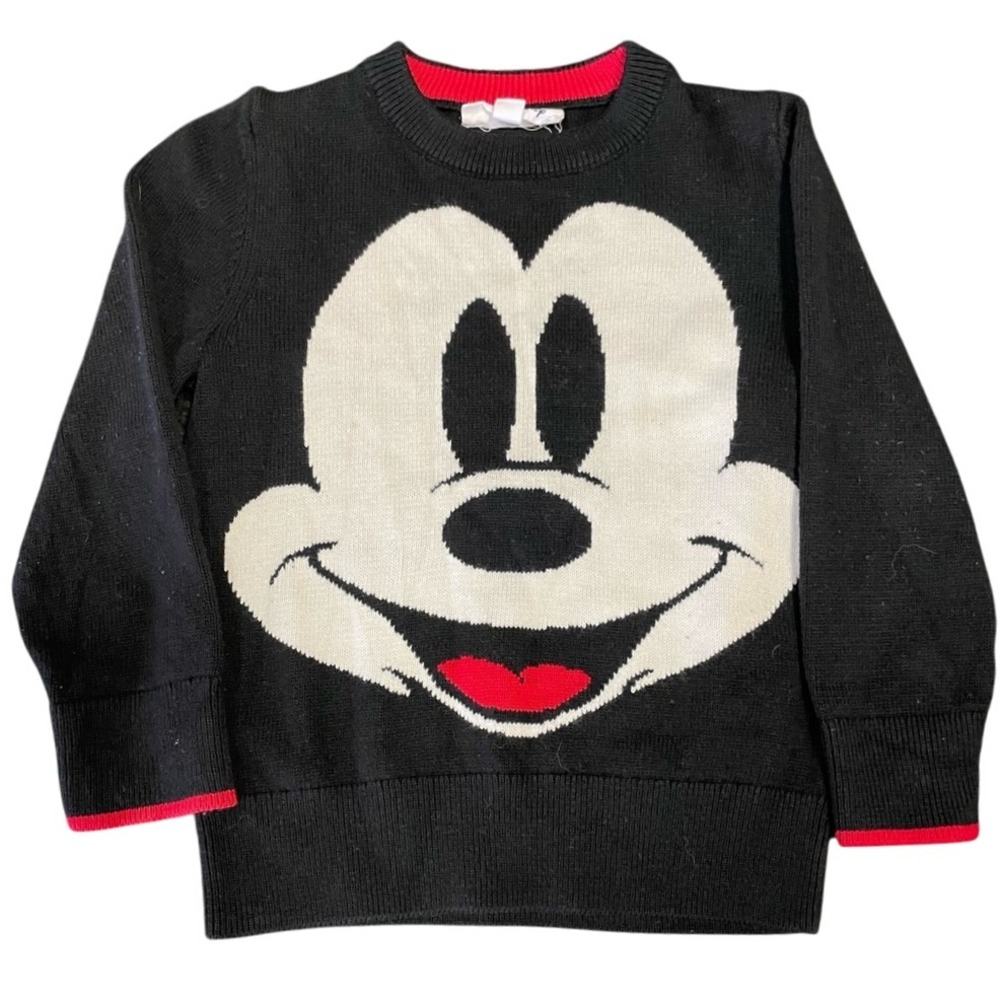 Baby Gap‎ Black Disney Mickey Mouse Toddler Sweater Size 4 Years Red Trim